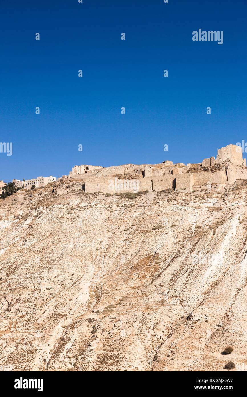 Kerak Castle, Al Karak, auf einem Hügel, Kings Highway, der Route 35, historische Straße auf dem Hohen Land, Jordanien, Naher Osten, Asien Stockfoto