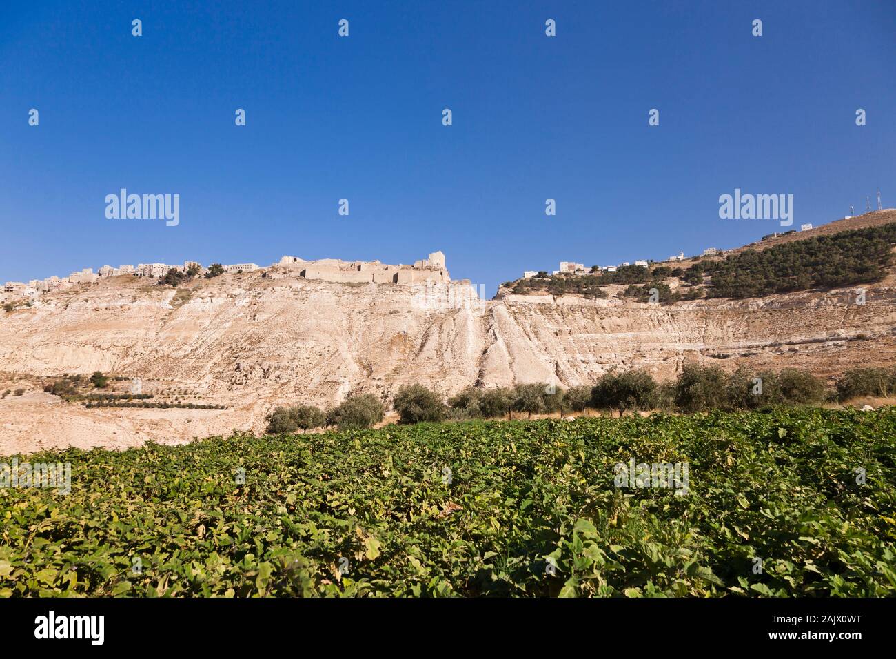 Kerak Castle, Al Karak, auf einem Hügel, Kings Highway, der Route 35, historische Straße auf dem Hohen Land, Jordanien, Naher Osten, Asien Stockfoto