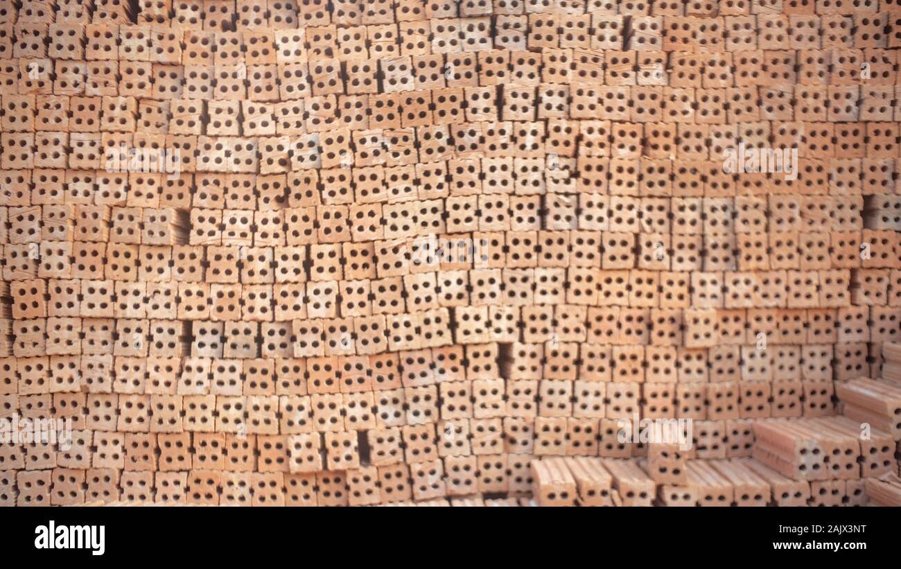 Stack Red Clay Bricks In Stockfotos Stack Red Clay Bricks In