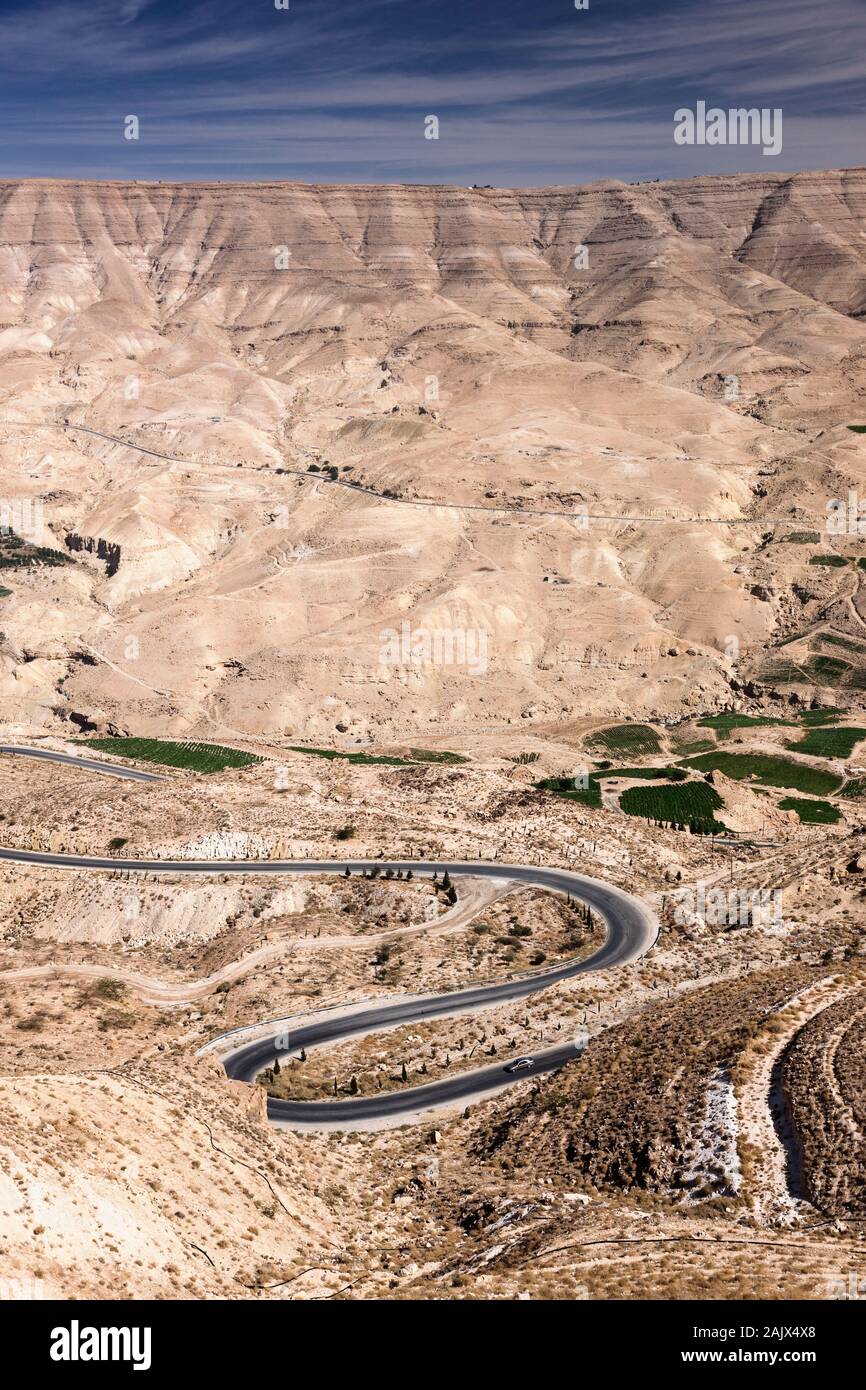 Wadi Mujib, großartige Aussicht auf das Tal, Kings Highway, Route 35, karak, Hochland, Jordanien, mittlerer Osten, Asien Stockfoto