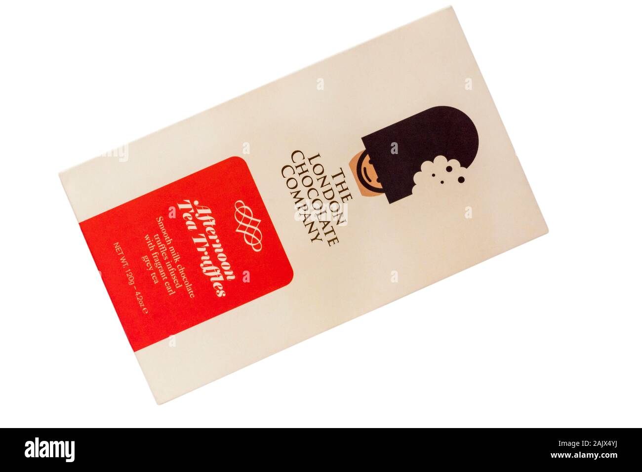Die Londoner Chocolate Company nachmittags Tee Trüffel glatte Milchschokolade Trüffel mit duftenden Earl Grey Tee auf weißem Hintergrund infundiert Stockfoto