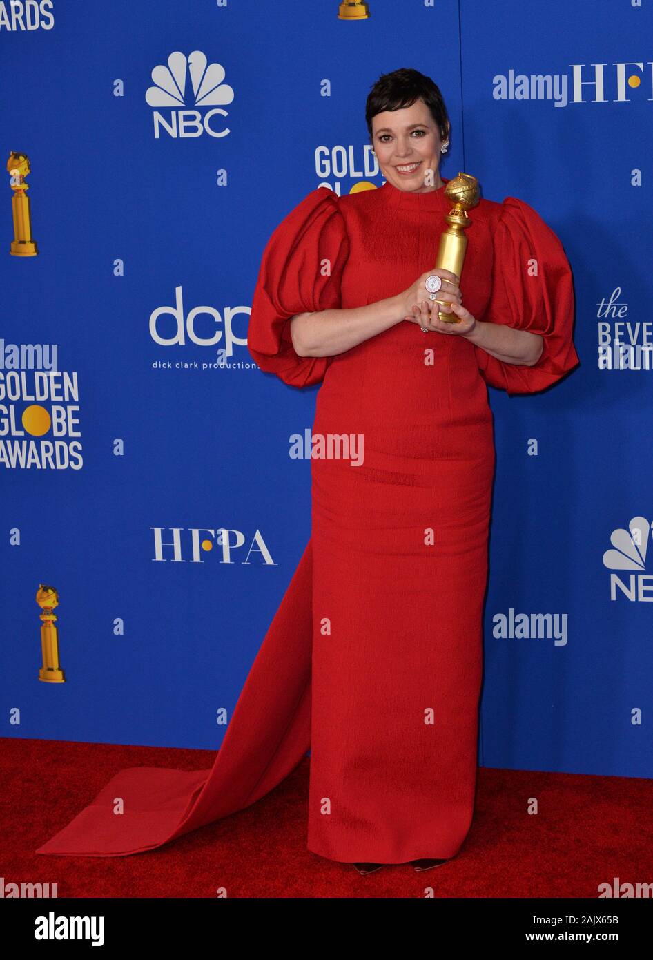 Los Angeles, USA. 06 Jan, 2020. LOS ANGELES, USA. Januar 06, 2020: Olivia Colman in der Presse Zimmer im Golden Globe Awards 2020 im Beverly Hilton Hotel. Foto: Paul Smith/Alamy leben Nachrichten Stockfoto