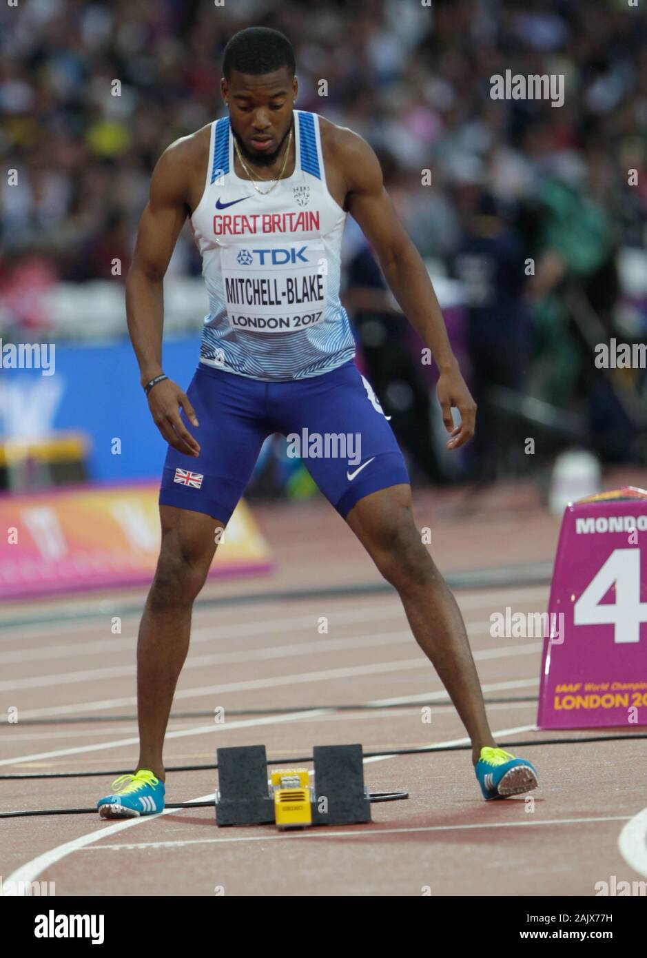 Nathanael Mitchell-Blake (Großbritannien) während der 7 nd Männer 200 m-Serie der IAAF Leichtathletik Weltmeisterschaften am 6. August im Olympischen Stadion in London, Großbritannien 201st Foto Laurent Lairys/DDPI Stockfoto