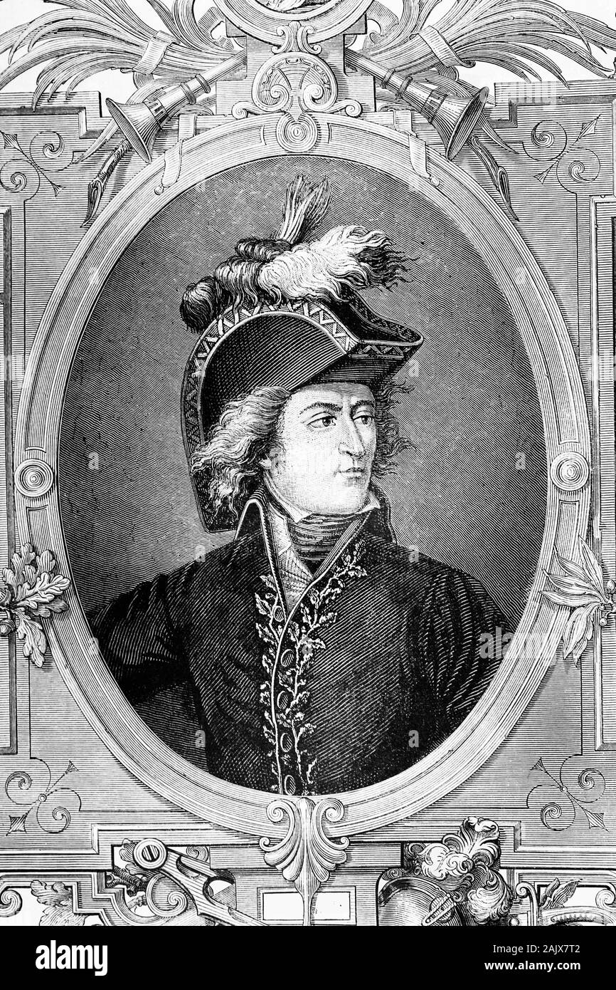 Guillaume Marie-Anne Brune. 1 st. Comte Brune, Marschall des Reichs. 1763-1815. Antike Abbildung. 1890. Stockfoto