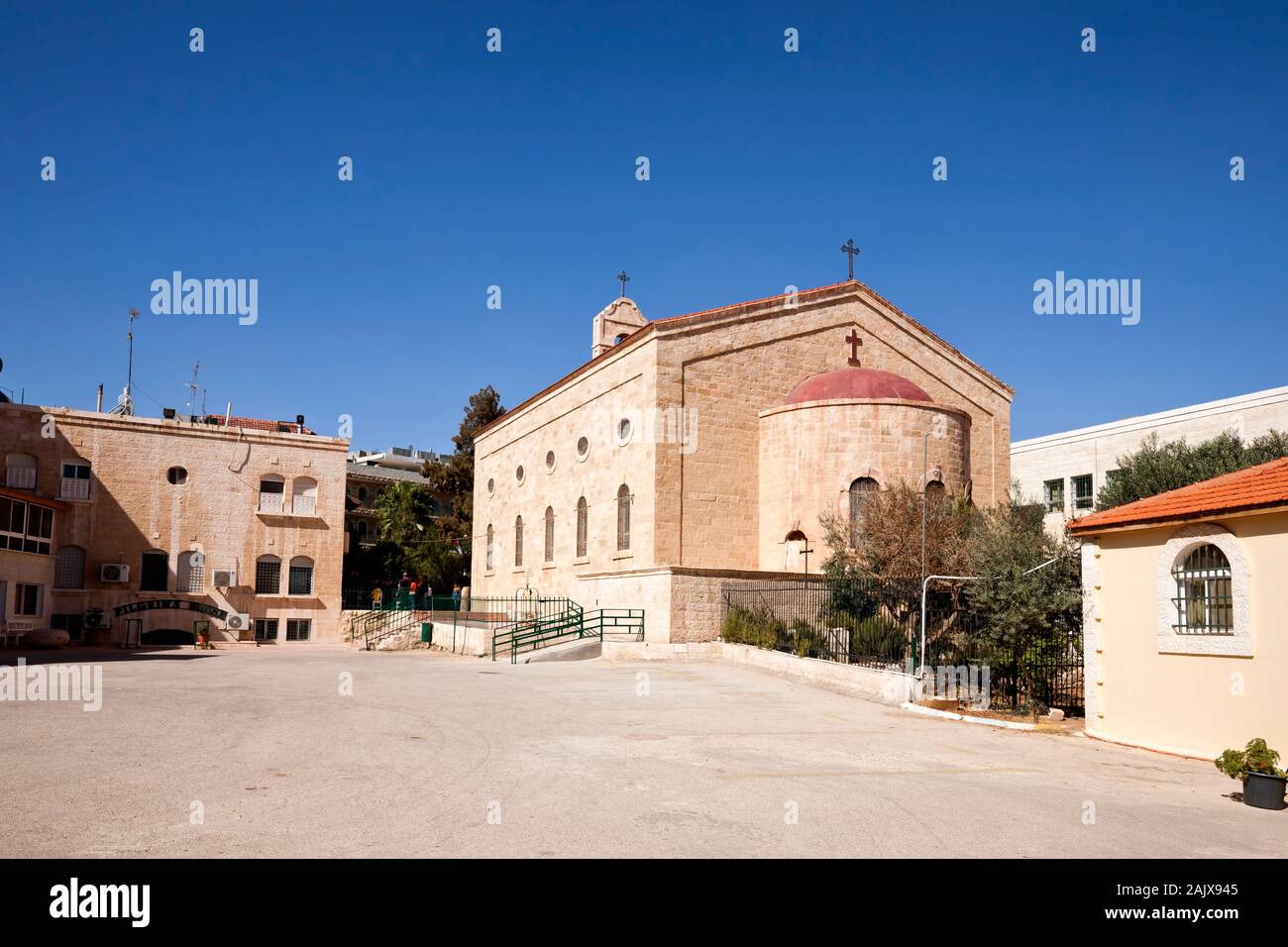 St. George's Church, älteste Bodenmosaikkarte Palästinas, Madaba, Jordanien, Naher Osten, Asien Stockfoto