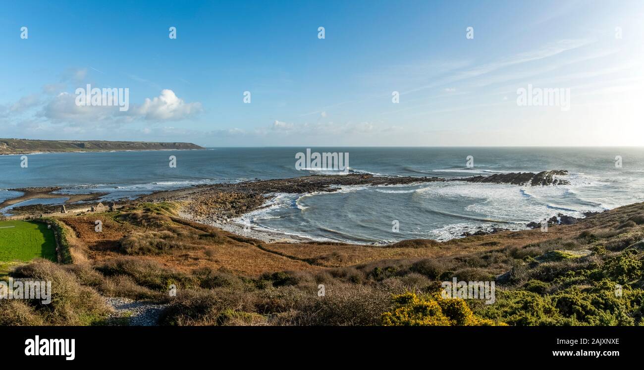 Port Eynon Salt House und das Salzhaus spucken. Port Eynon, Gower Halbinsel, Wales. Großbritannien Stockfoto