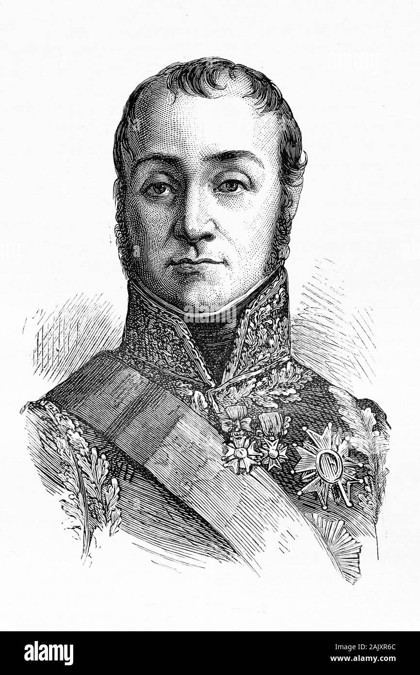 Nicolas Charles Oudinot, Marschall des französischen Empire. Erste comte Oudinot. 1767-1848. Antike Abbildung. 1890. Stockfoto