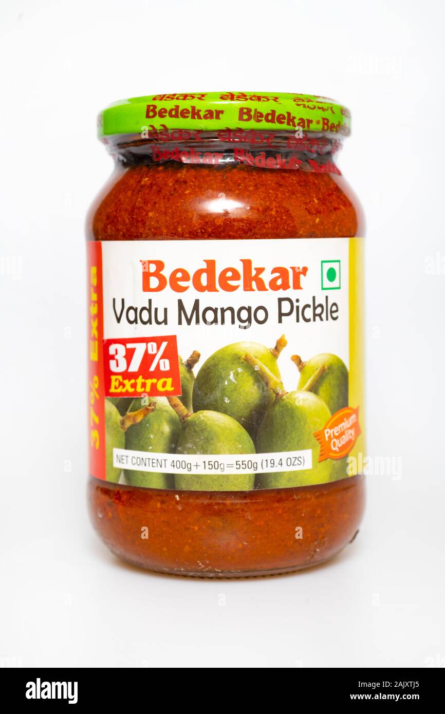 Bedeker Vadu Mango Pickles indische Soße Gewürz Gewürz Stockfoto