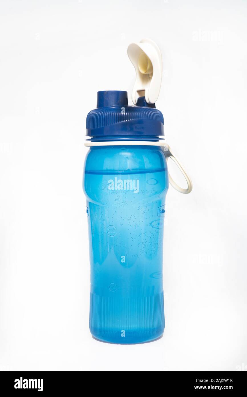 Wiederverwendbare Trinkflasche Kunststoff Mehrfachverwendung nachfüllbar Stockfoto