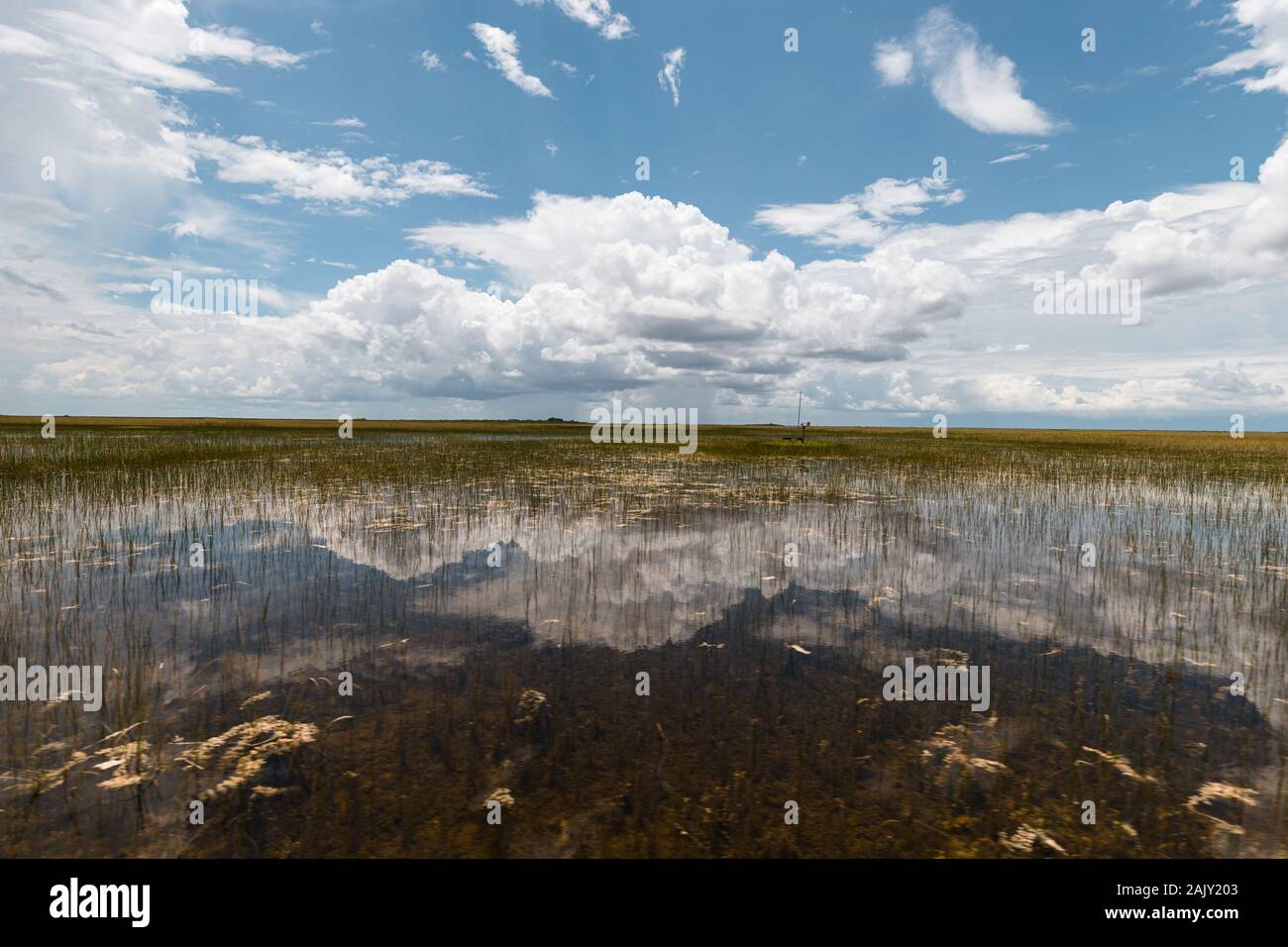 Erkundung des Everglades National Park durch eine kultige Flugsotour mit malerischen Reflexionen (Everglades, Miami, Florida, USA) Stockfoto