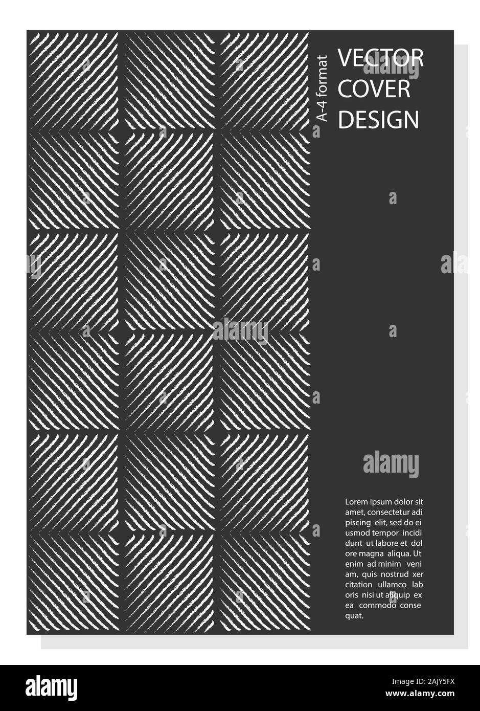 Schwarze und weiße editierbare Abstrakt Hintergrund für Bucheinbände, Prospekte und Broschüren. A-4-Format. Stock Vektor