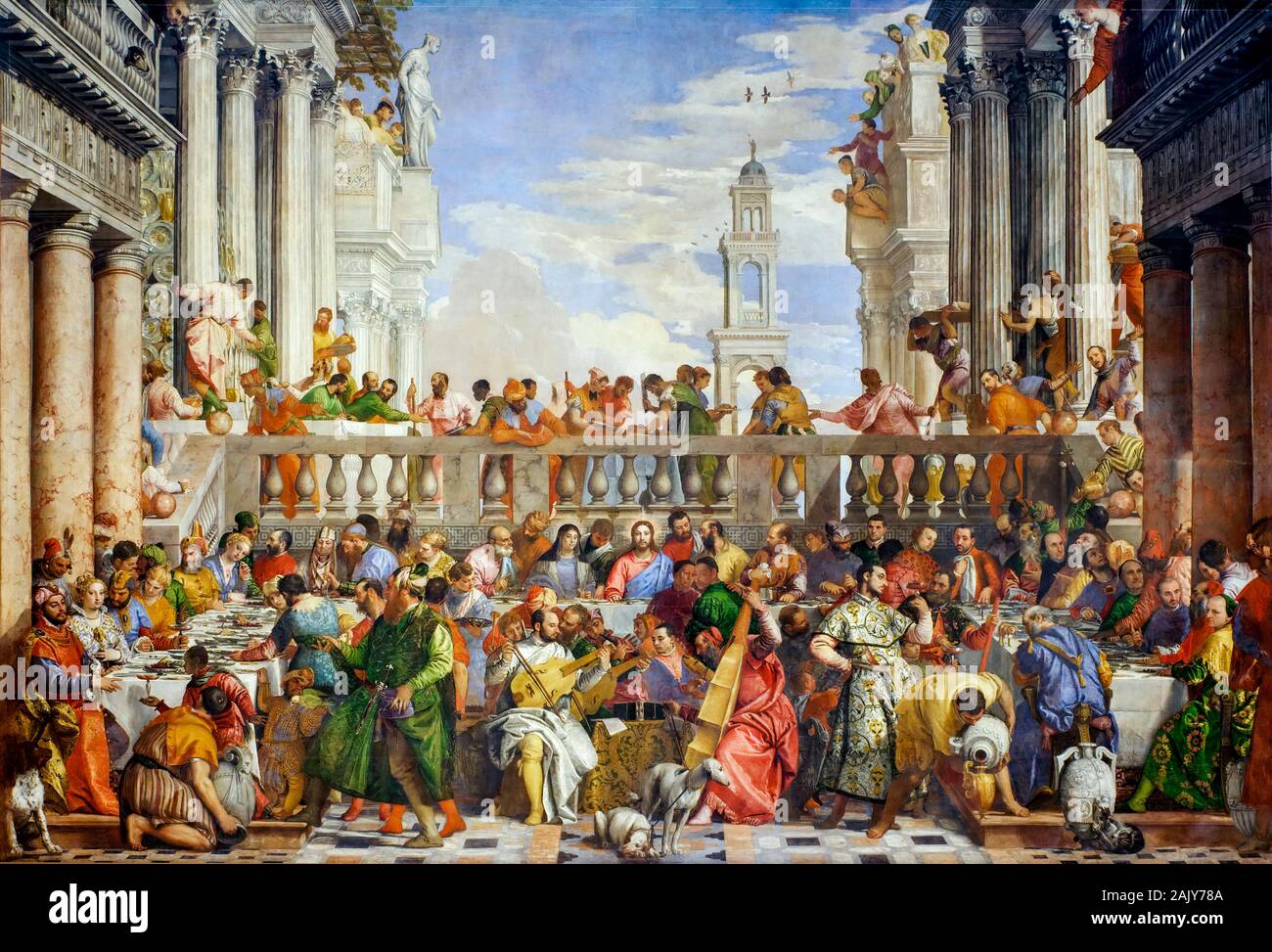 Paolo Veronese, das Hochzeitsfest zu Kana, (die Hochzeit zu Kana), Renaissance-Malerei, 1562-1563 Stockfoto