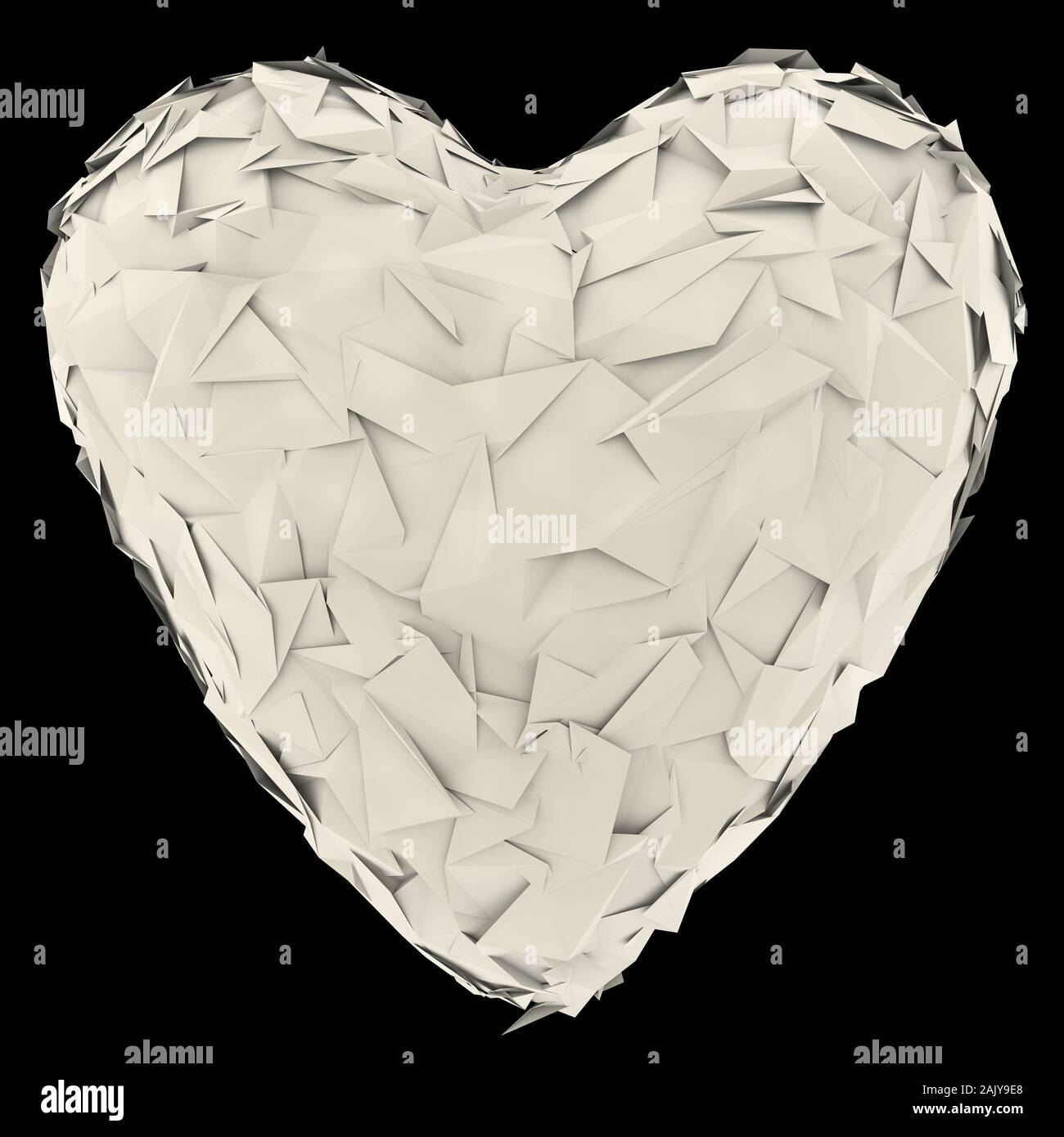 Papier - wie Herz, als Symbol der Liebe und Beziehung. Symbol für Liebe, Romantik, harte Beziehung und Leidenschaft. Auf schwarzem Hintergrund Stockfoto