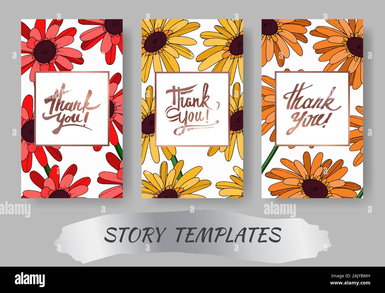 Vektor Gerbera Blumen botanischen Blume. Schwarz und weiß eingraviert Tinte Art Hochzeit hintergrund Karte Blumen dekorativ Grenze. Danke, Rsvp, Invitatio Stock Vektor