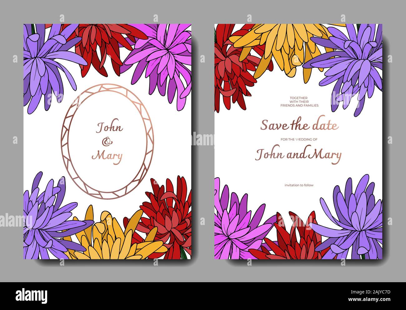 Vektor Chrysantheme botanischen Blume. Schwarz und weiß eingraviert Tinte Art Hochzeit hintergrund Karte Blumen dekorativ Grenze. Danke, Rsvp, Einladung Stock Vektor