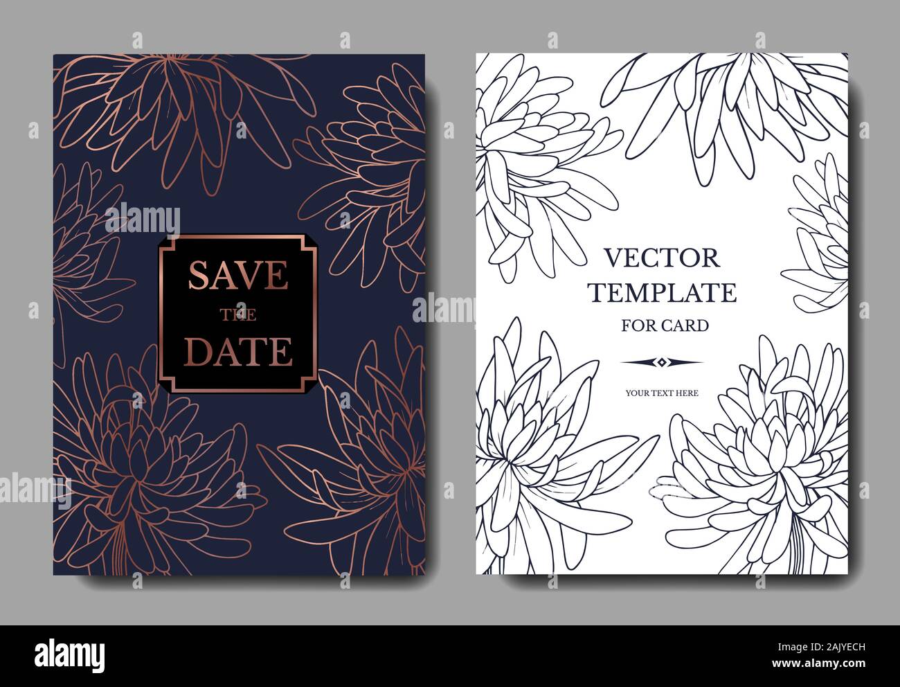 Vektor Chrysantheme botanischen Blume. Schwarz und weiß eingraviert Tinte Art Hochzeit hintergrund Karte Blumen dekorativ Grenze. Danke, Rsvp, Einladung Stock Vektor