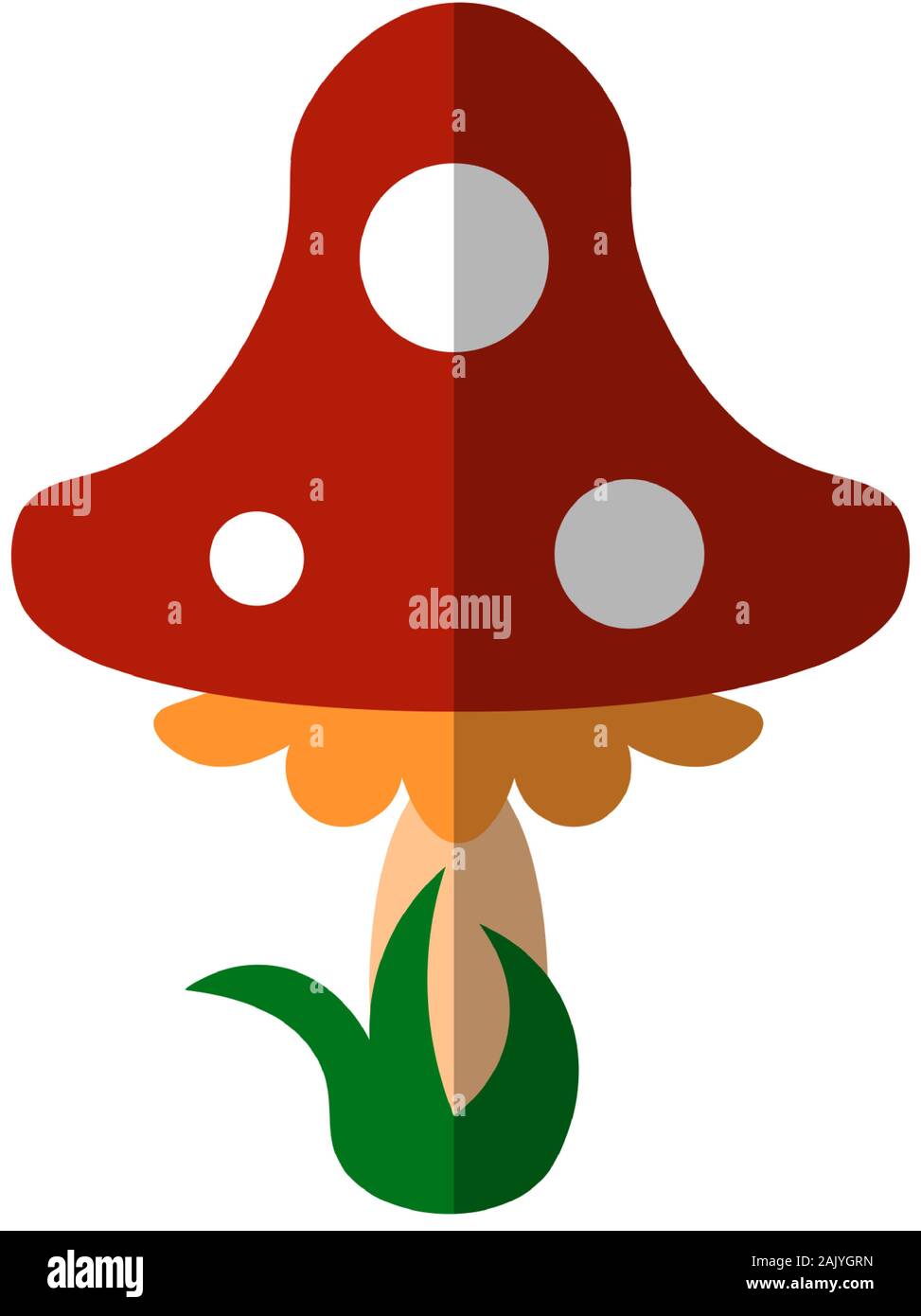 Vektor flachbild Abbildung: fly Agaric im Comic-stil für Bücher der Kinder und Parteien gezeichnet. Pilz mit Red Hat und weissen Punkten, fly Agaric oder Stock Vektor