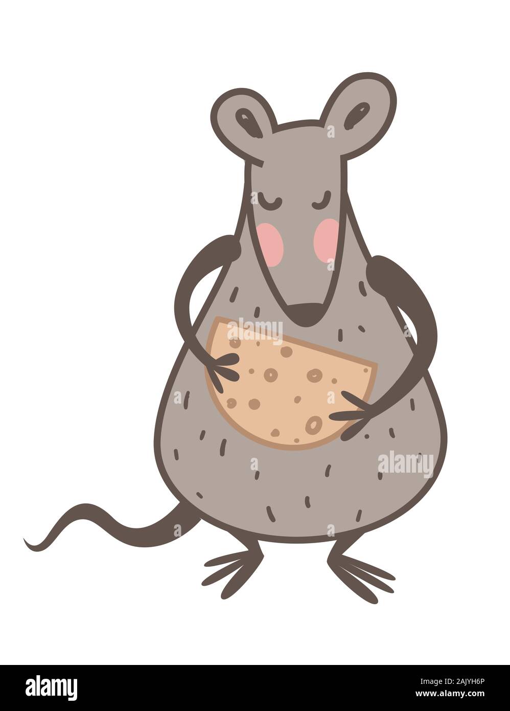 Chinesisches Neujahrssymbol, Ratte oder Maus mit Käse Stock Vektor