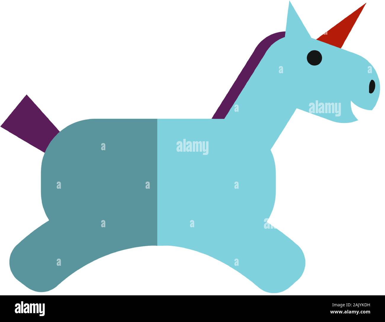 Vektor flache Darstellung der magischen Einhorn. Einfache Einhorn Symbol für Kids Party, Spiel app. Blaue Einhorn auf weißem Hintergrund Stock Vektor