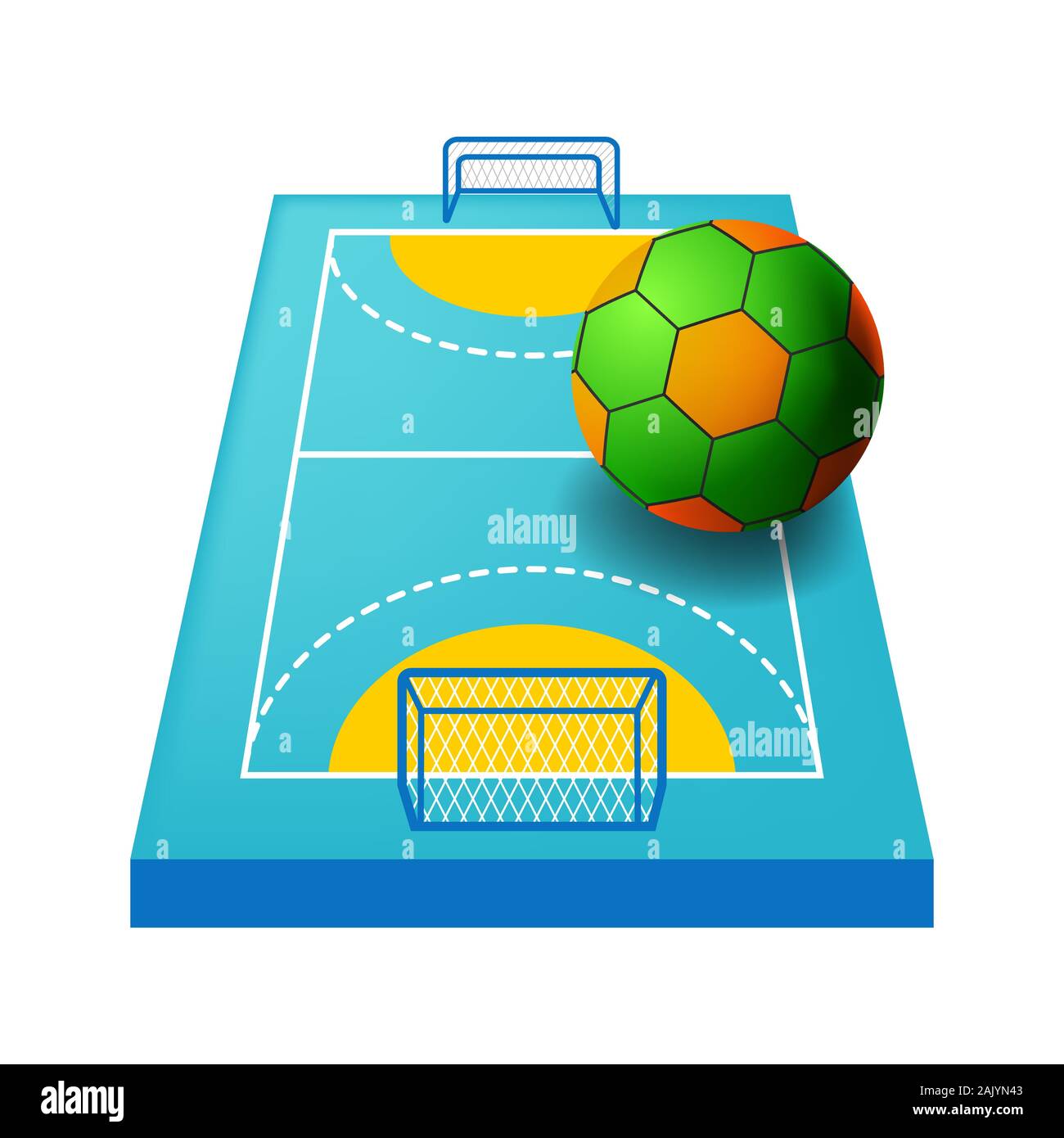 Indoor-Feld für Handball isoliert Symbol, Spielplatz oder Kurs Stock Vektor