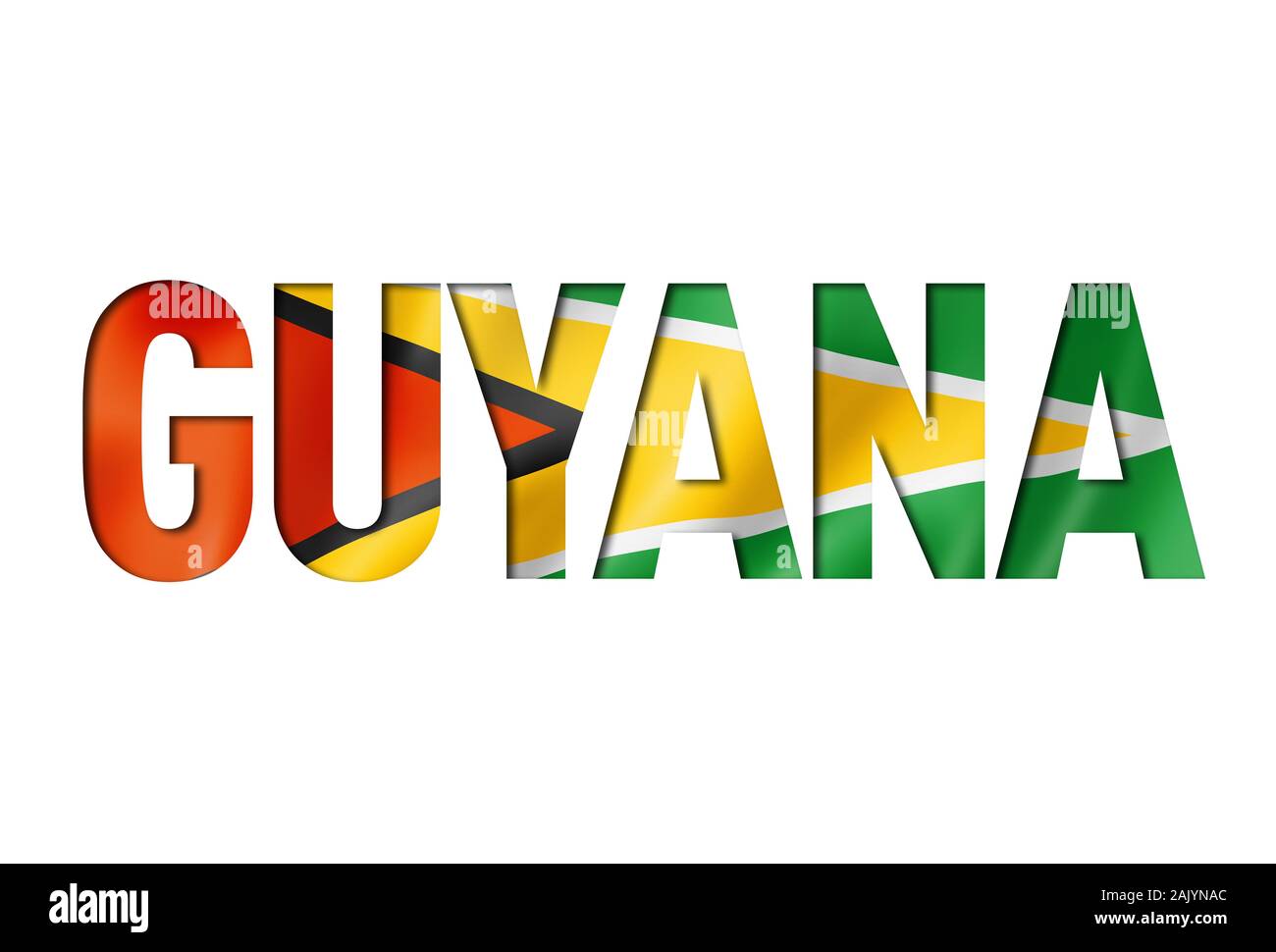 Guyanese Flagge Text Font. guyana Symbol Hintergrund Stockfoto