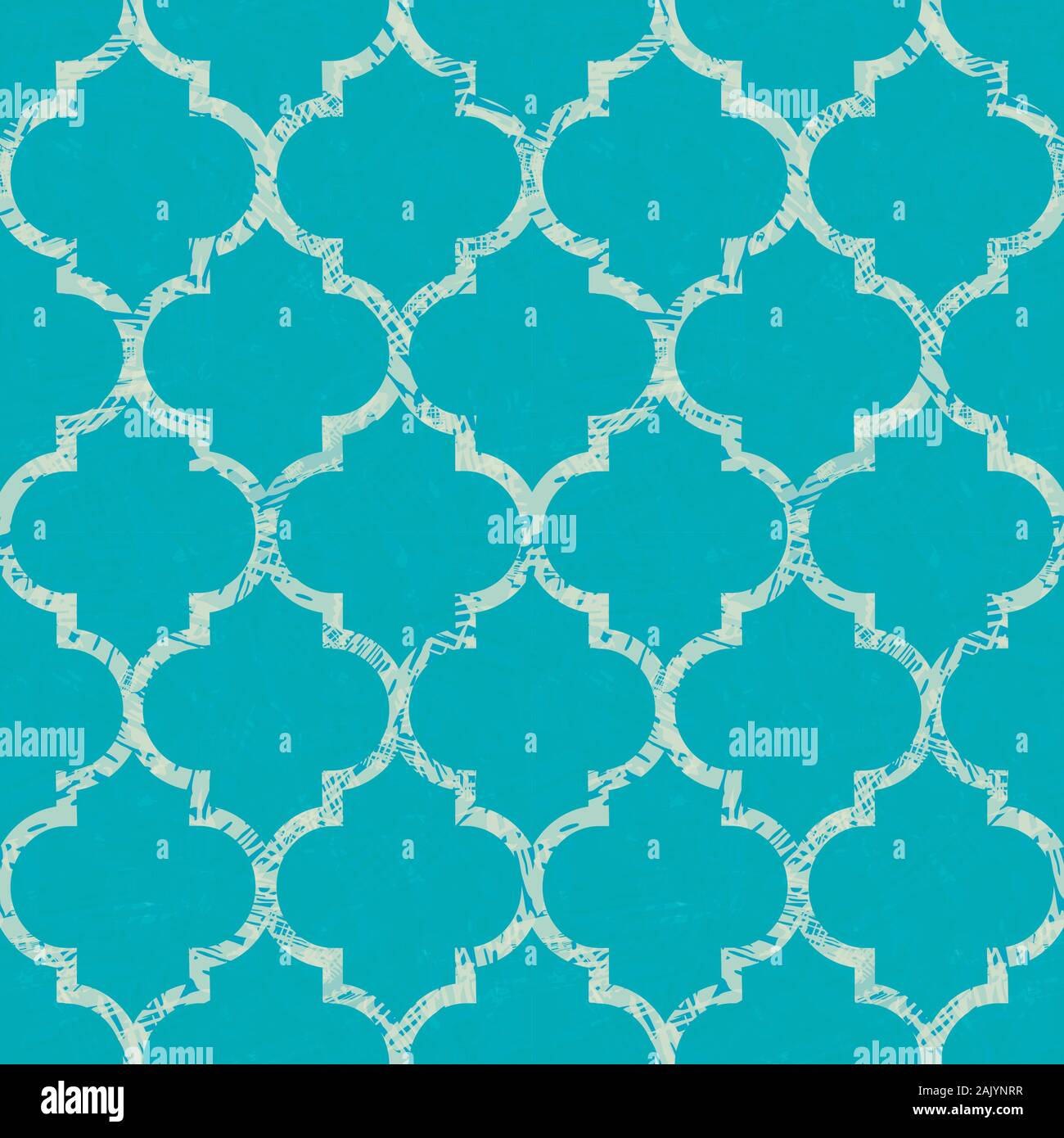 Schöne grunge strukturierte weiße marokkanischen Design trellis. Nahtlose Oriental Vektor Muster auf malerischen Aqua blauen Hintergrund. Perfekt für Wohlbefinden Stock Vektor