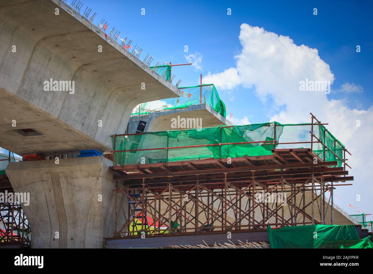 Baustelle von BTS Sky Train Bahnhof Green Line Extension Stockfoto