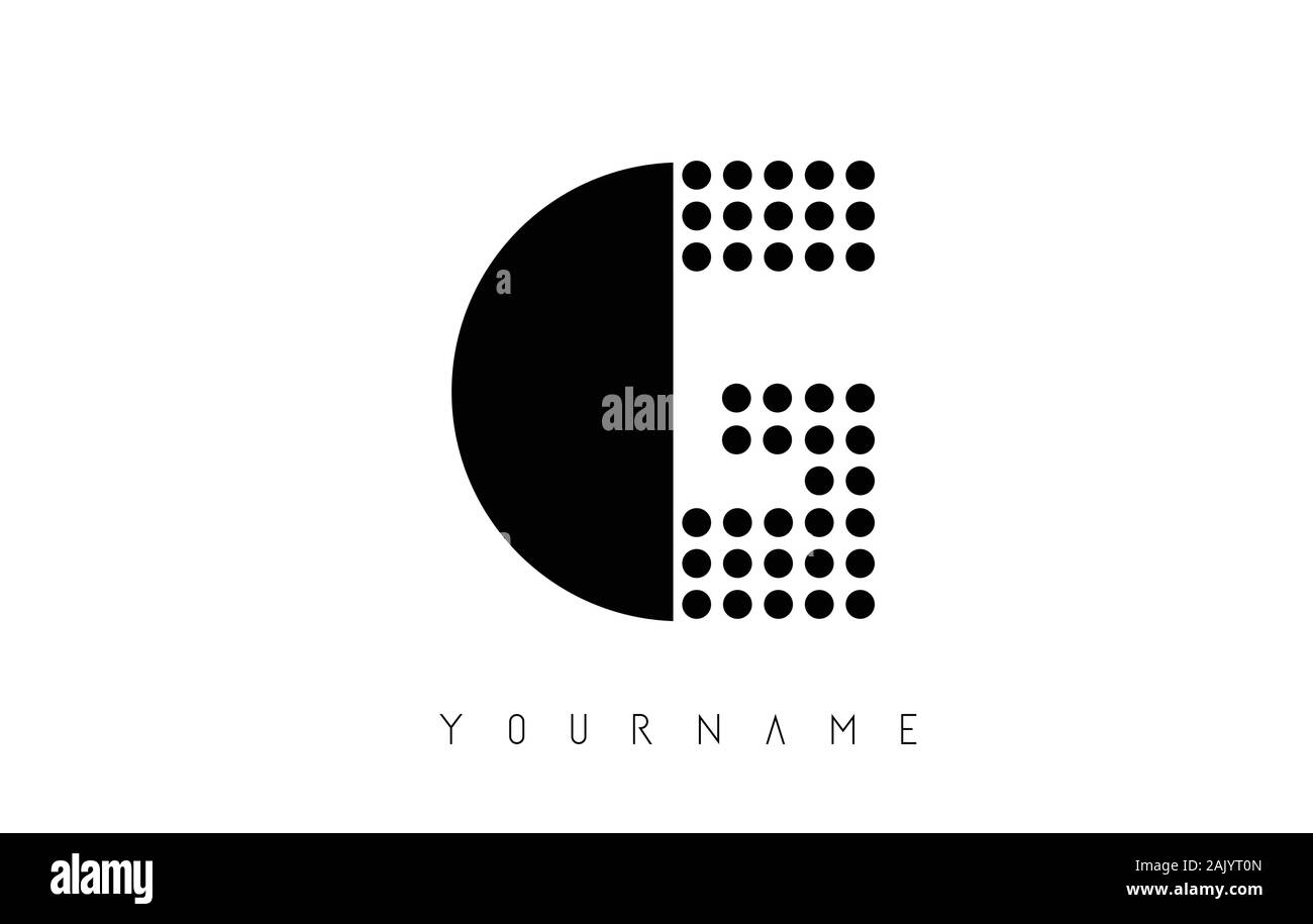 G Schwarze Buchstaben Logo mit Punkten. Gepunktete Form Schriftzug. Stock Vektor