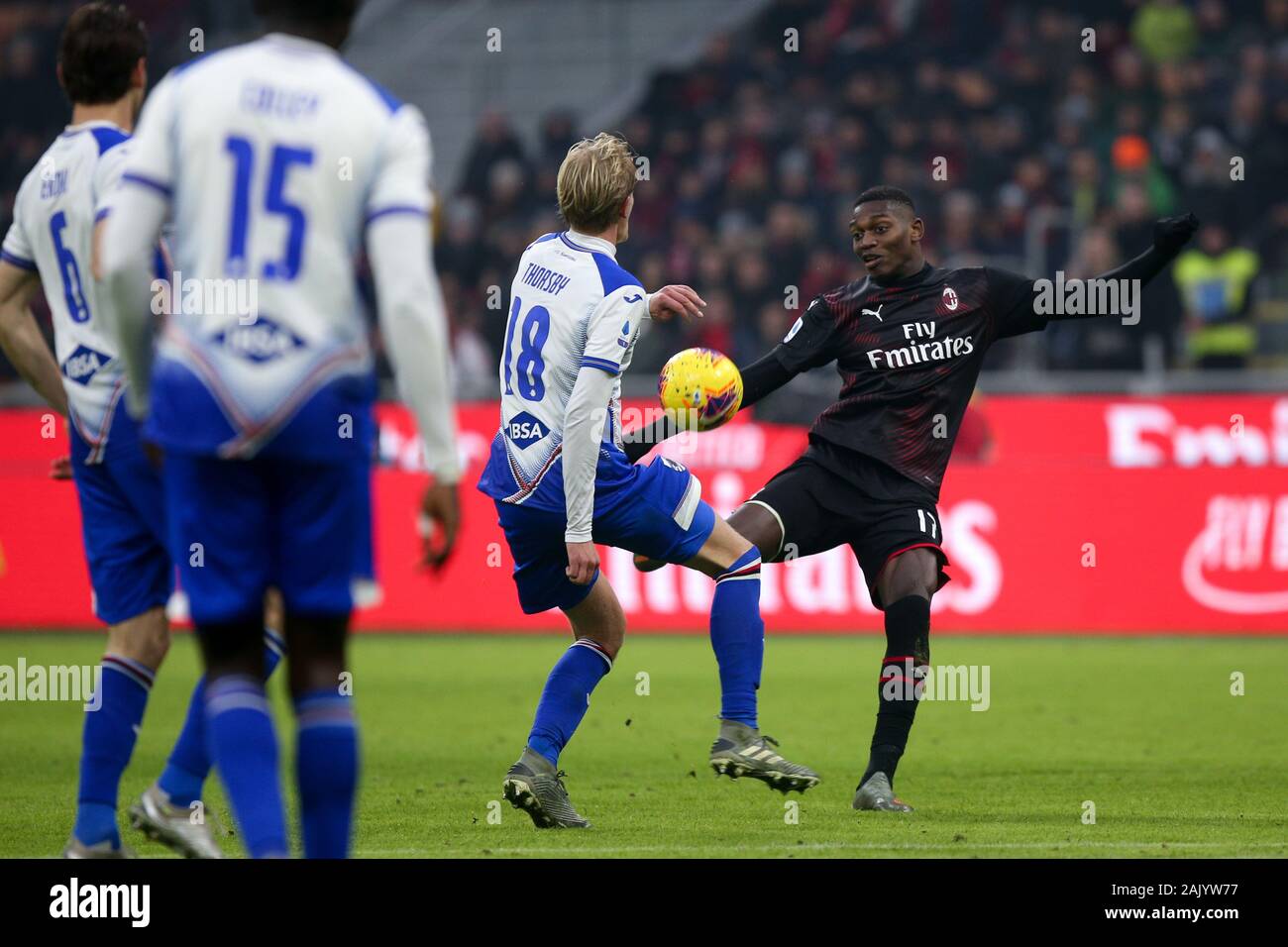 Mailand, Italien. 06 Jan, 2020. Rafael leao (Mailand) beim AC Mailand vs Sampdoria, italienische Fußball Serie A Männer Meisterschaft in Mailand, Italien, 06 Januar 2020 Credit: Unabhängige Fotoagentur/Alamy leben Nachrichten Stockfoto