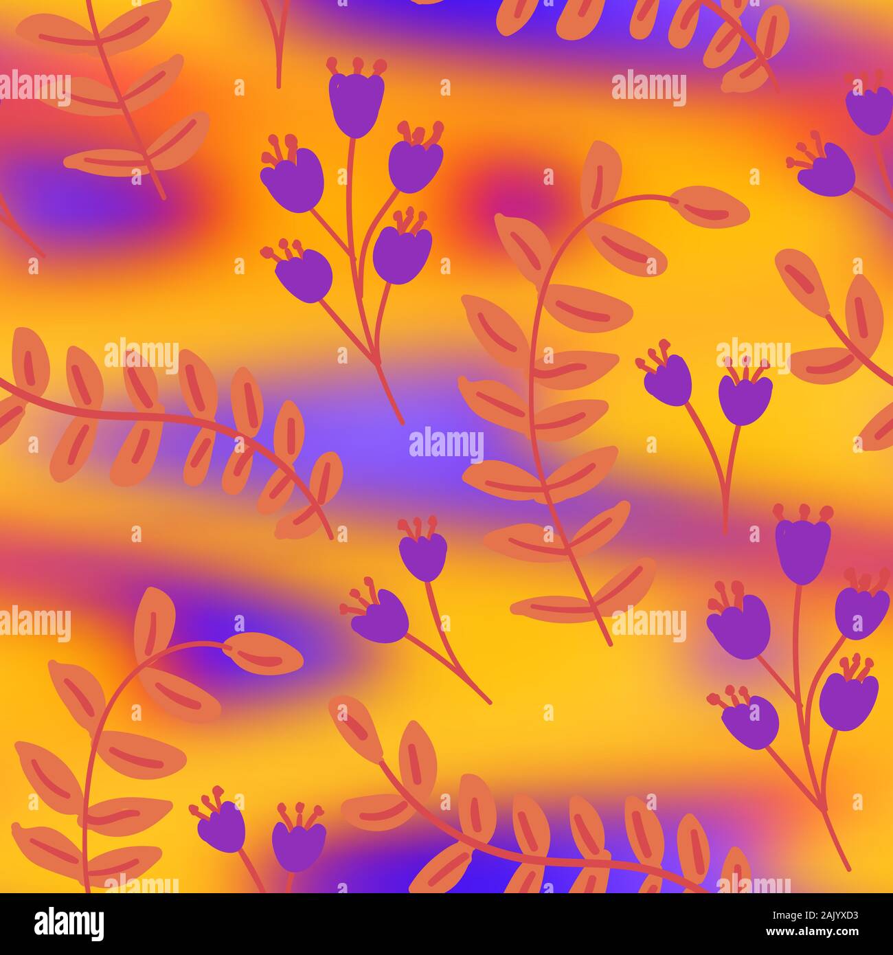 Ombre helle, gesättigte Neon pop floralen Muster Stock Vektor