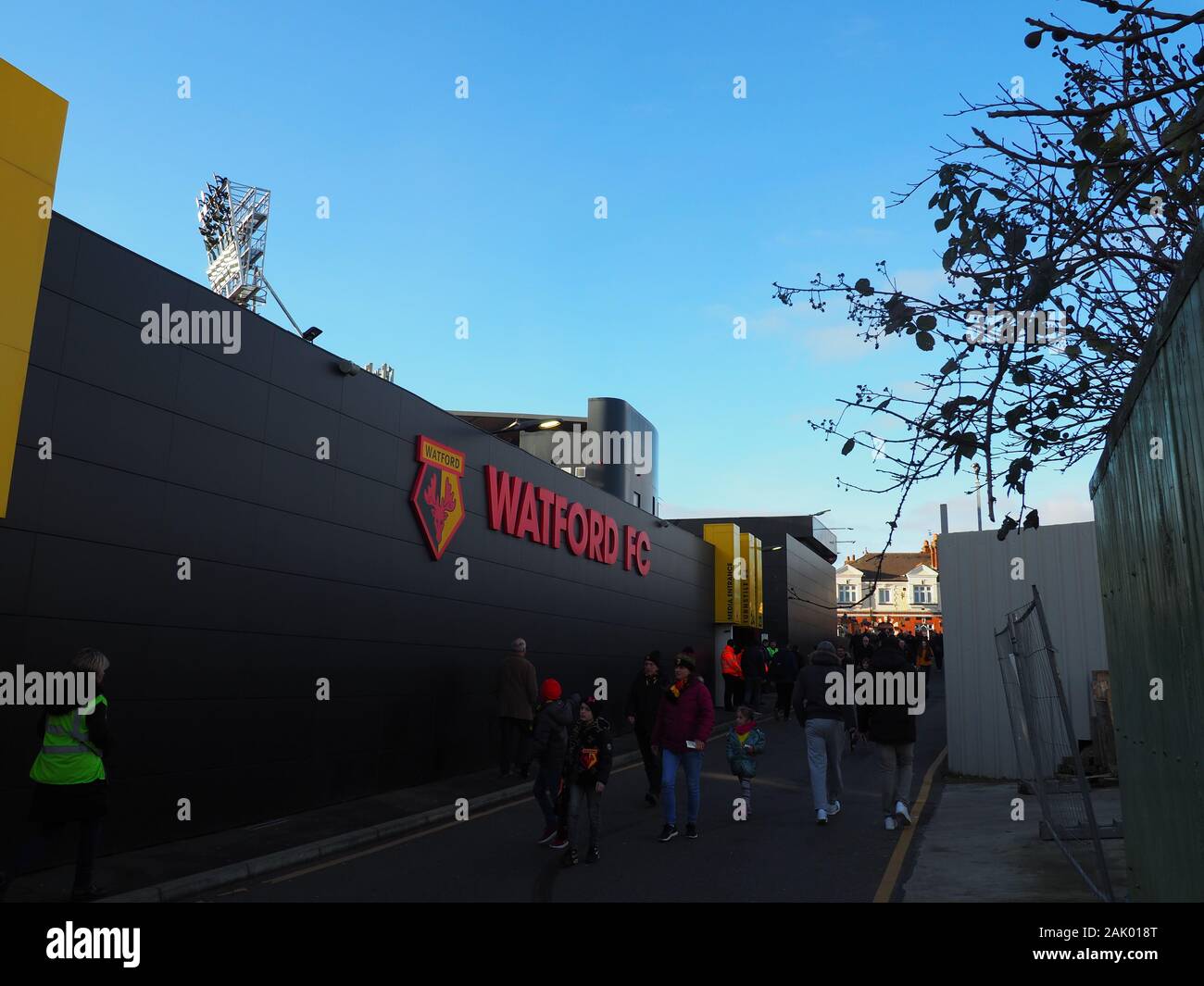 FC Watford Zeichen an der Vicarage Road - Watford Stockfoto