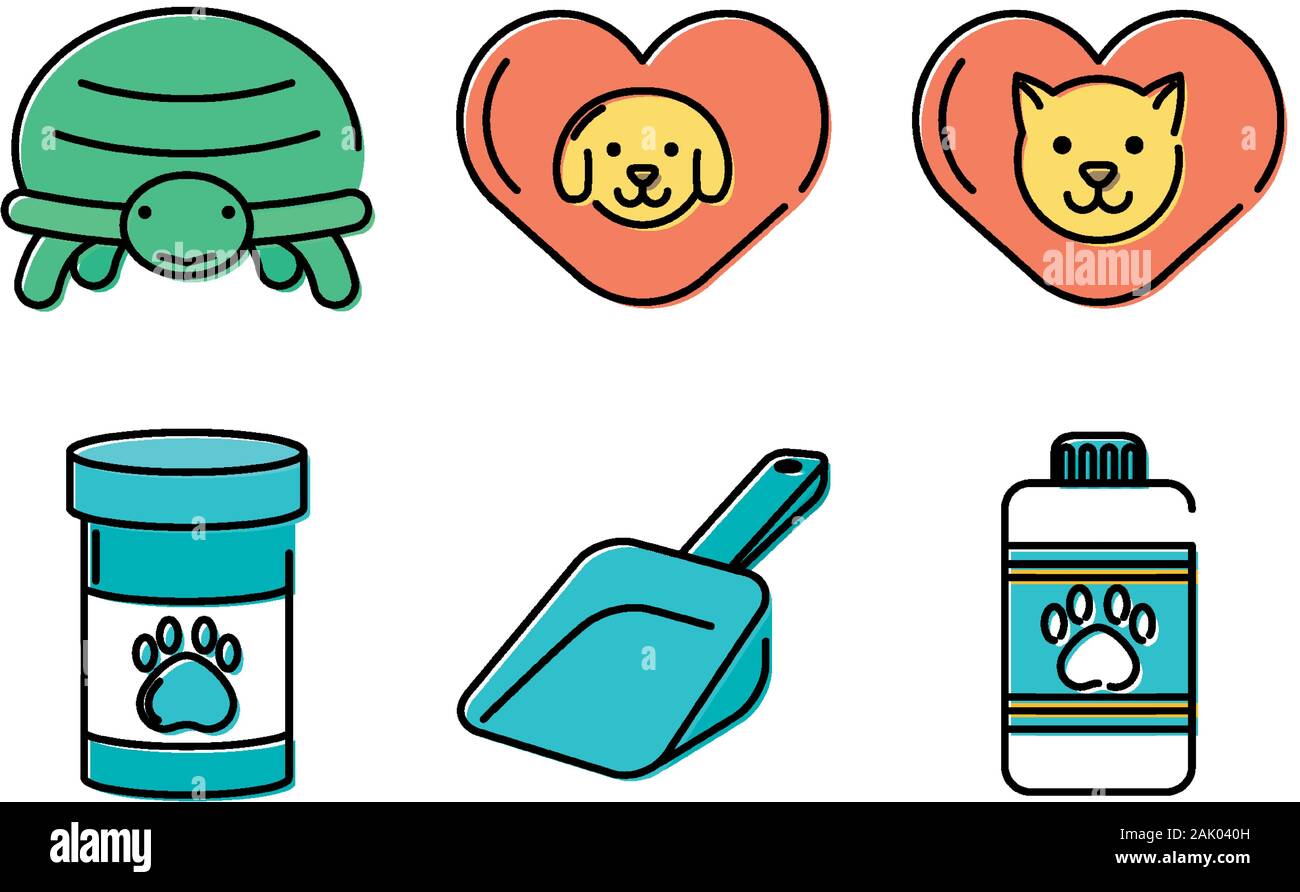 Bündel von Maskottchen und Zubehör Stock Vektor