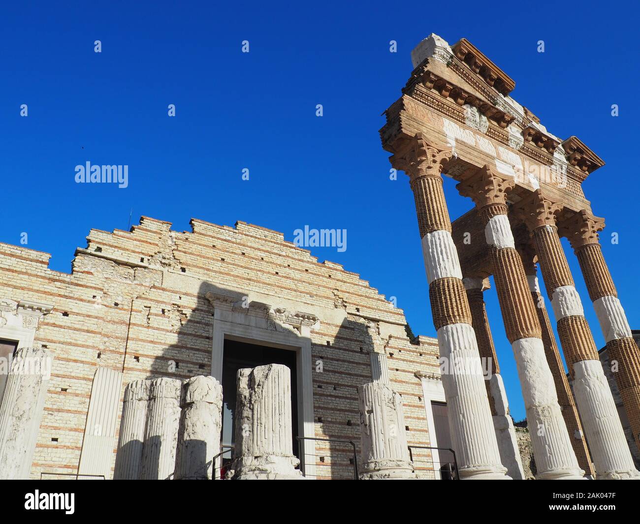 Das Capitolium und Forum Romanum in Brescia, Italien Stockfoto