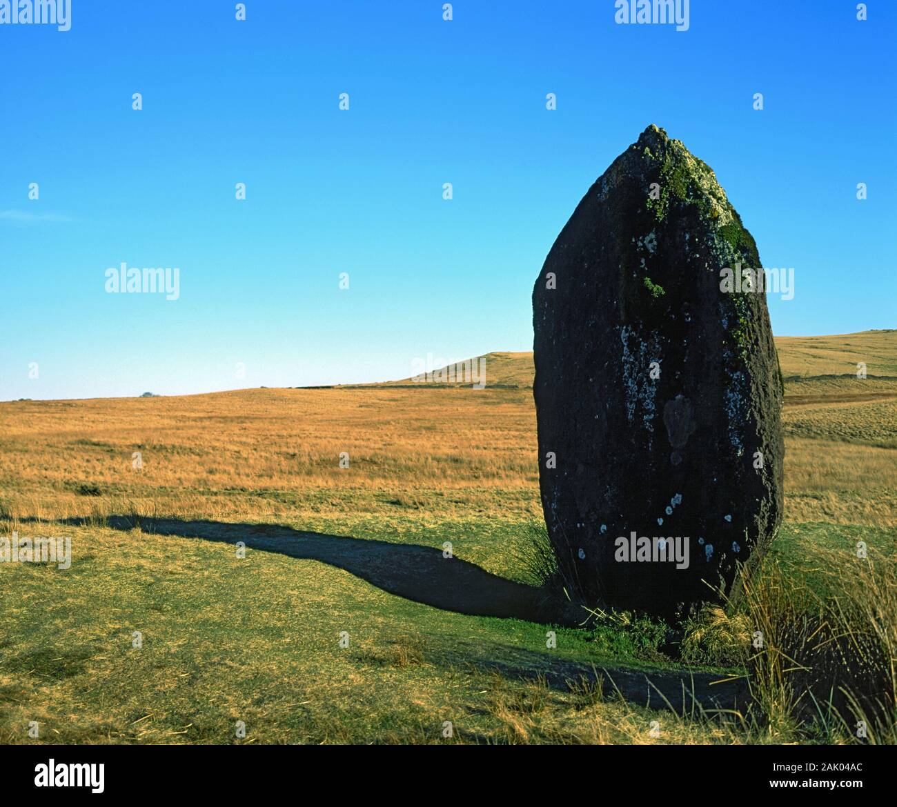 Meine llia Standing Stone, fforest Fawr, Brecon Beacons National Park, Powys, Wales. Stockfoto