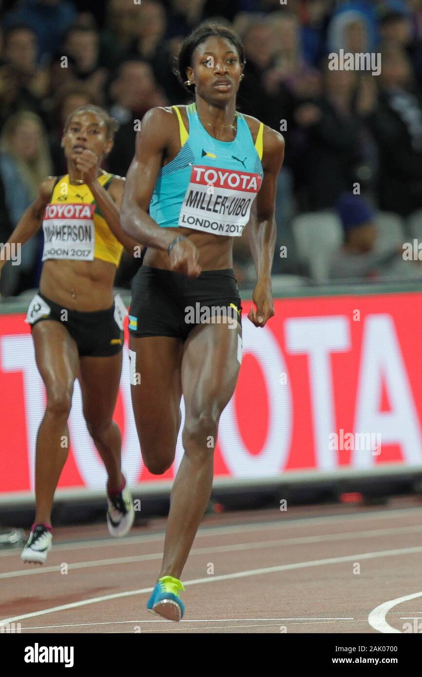 Shaunae Miller-Uibo (Bahamas) an der abschließenden 400 m Frauen der IAAF Leichtathletik WM am 6. August, 201 im Olympischen Stadion in London, Großbritannien Foto Laurent Lairys/DPPI Stockfoto