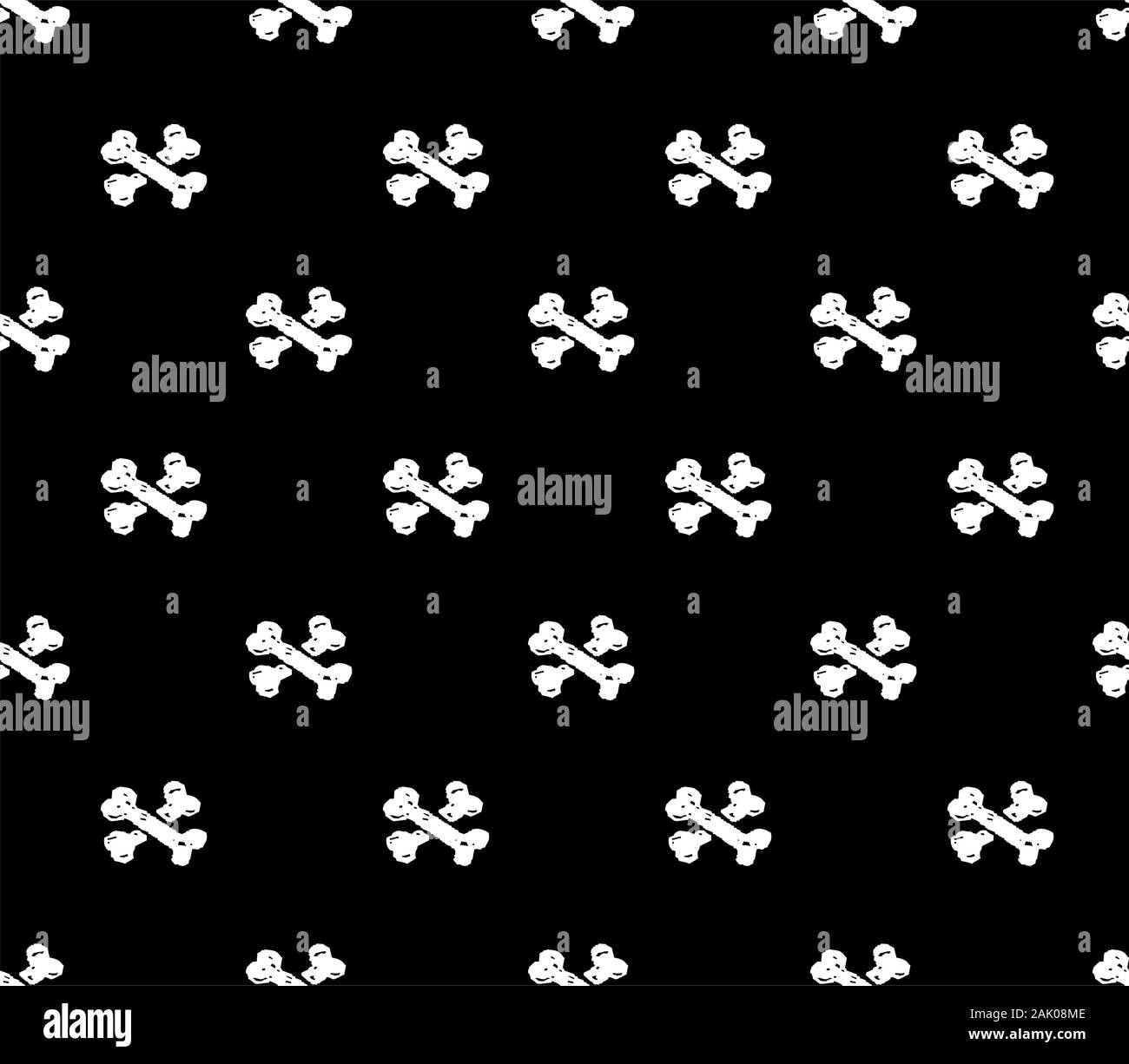 Pirate Kritzelknochen nahtlose Muster schwarz und weiß Stock Vektor