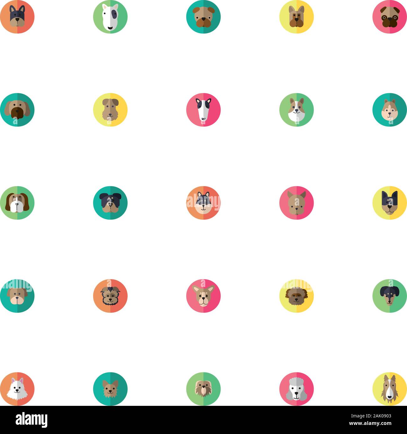 Bündel von niedlichen Hunde Köpfe Symbole Stock Vektor