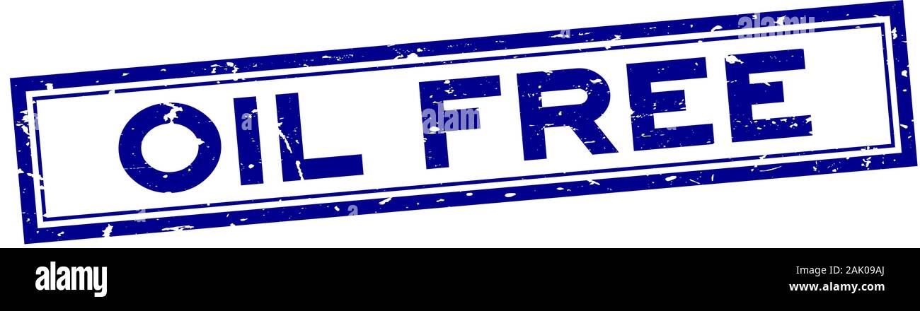 Grunge blau Öl freies Wort Gummidichtung Stempel auf weißem Hintergrund Stock Vektor