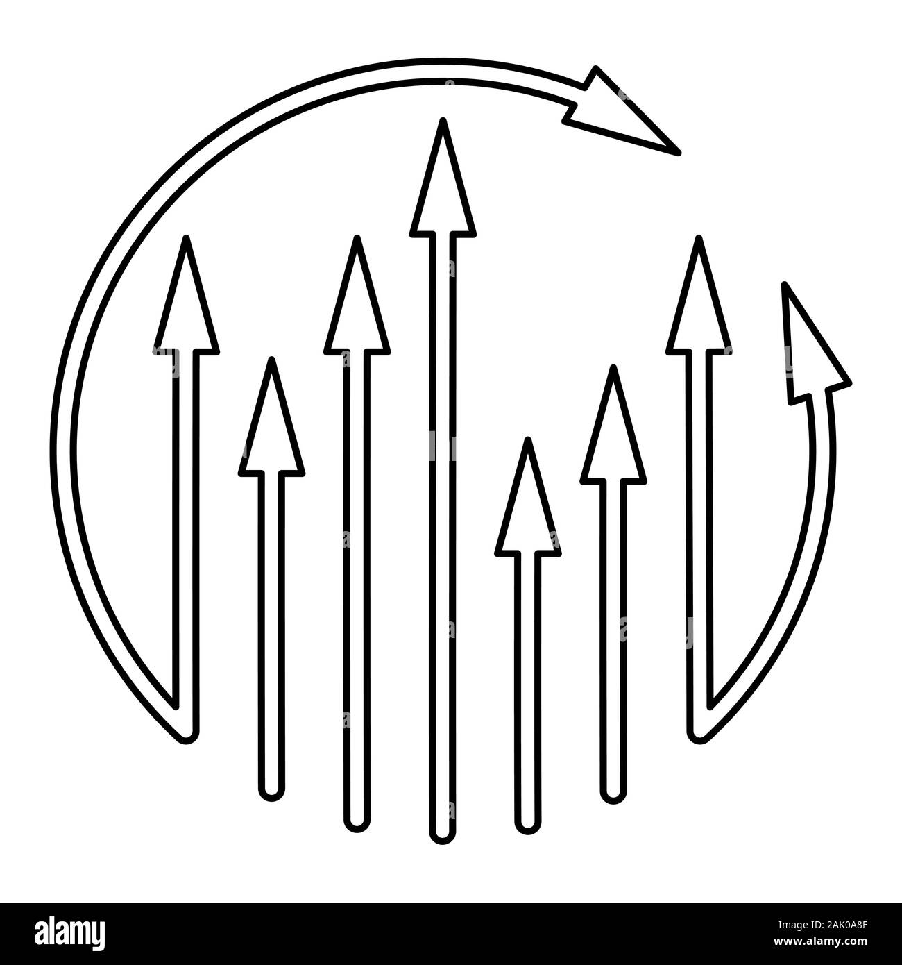 Pfeile Abbildung: Zyklus wachsen oben Vector Template, Icon, Business, abstrakte, Symbol, Design, Erhöhung, Unternehmen, Wachstum, Illustration, Erfolg anhand von quantitativen Simulatio Stock Vektor