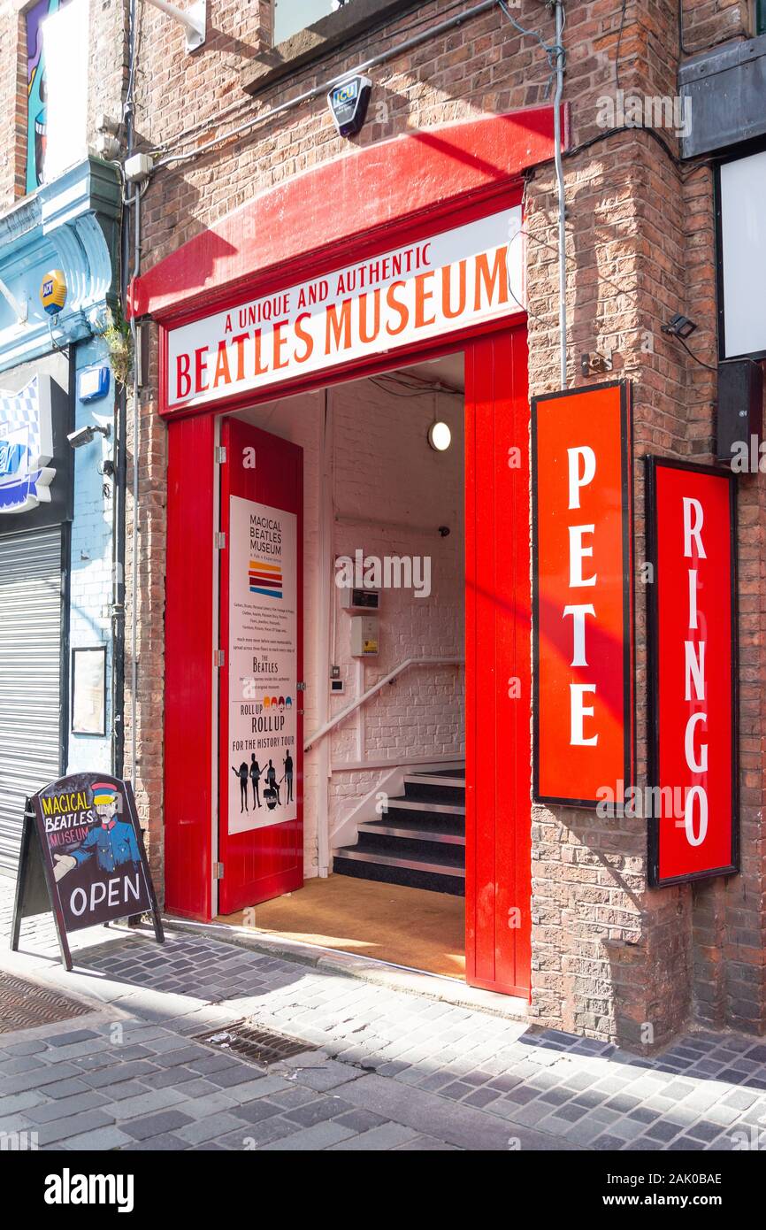 Das Beatles Museum im Cavern Quarter, Mathew Street, Liverpool, Merseyside, England, Vereinigtes Königreich Stockfoto