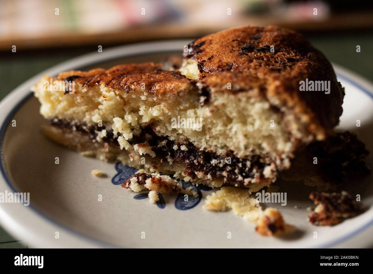 Eine Scheibe einer frisch gebackenen Kuchen lustig, ein traditionelles Gebäck in der Pennsylvania Dutch Kultur der östlichen Pennsylvania in den Vereinigten Staaten. Stockfoto