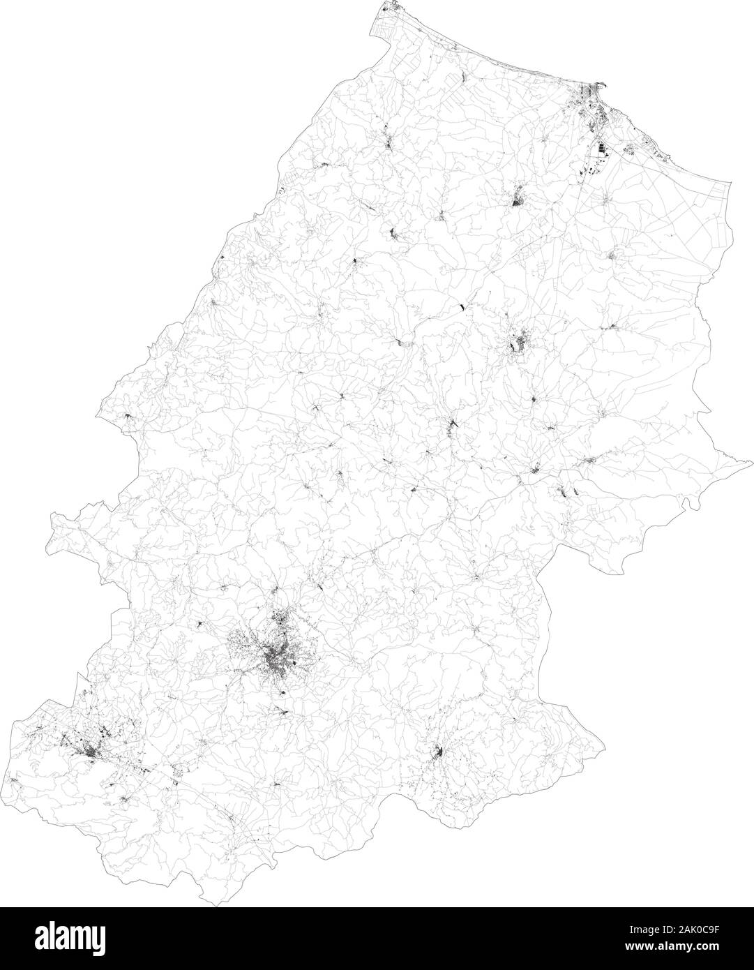 Sat-Karte der Provinz Campobasso Städte und Straßen, Gebäude und Straßen der Umgebung. Region Molise, Italien. Karte Straßen Stock Vektor