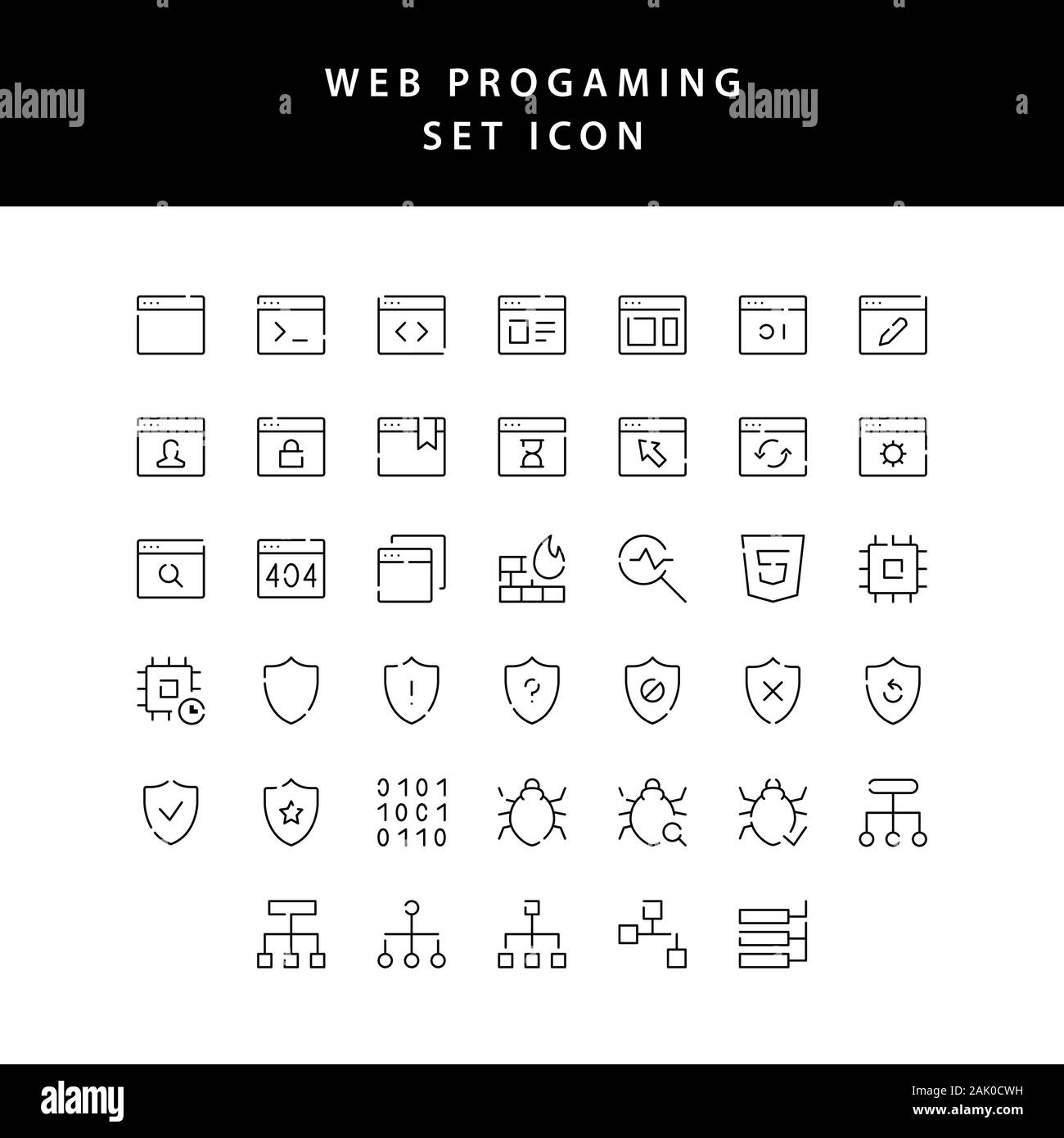 Web Programmierung übersicht Icon Set Stock Vektor