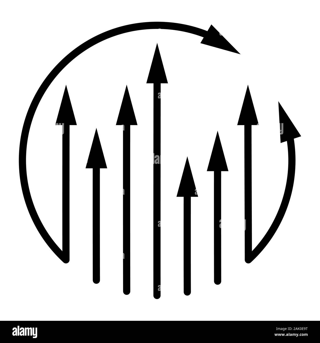 Pfeile Abbildung: Zyklus wachsen oben Vector Template, Icon, Business, abstrakte, Symbol, Design, Erhöhung, Unternehmen, Wachstum, Illustration, Erfolg anhand von quantitativen Simulatio Stock Vektor