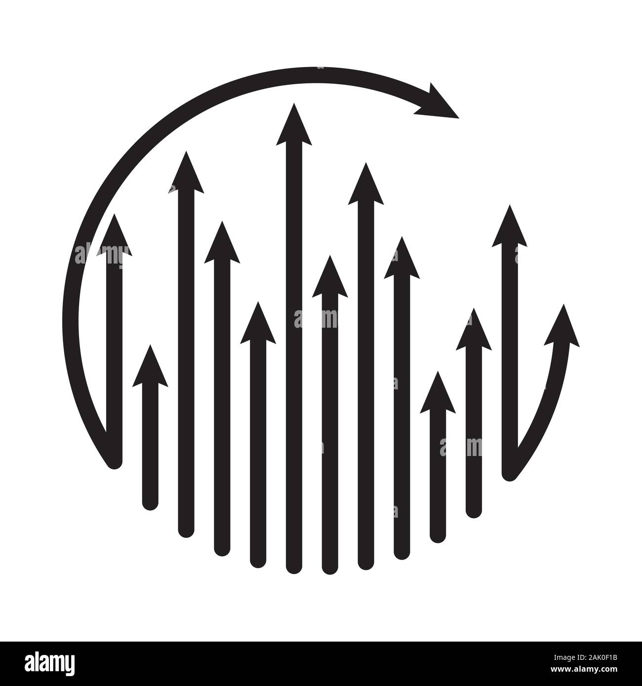 Pfeile Abbildung: Zyklus wachsen oben Vector Template, Icon, Business, abstrakte, Symbol, Design, Erhöhung, Unternehmen, Wachstum, Illustration, Erfolg anhand von quantitativen Simulatio Stock Vektor
