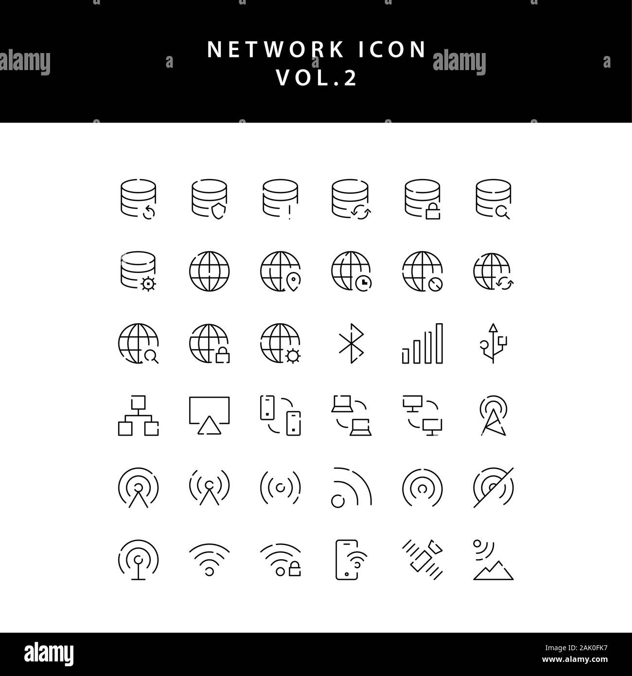 Cloud Computing Netzwerk übersicht Icon Set Vol. 2 Stock Vektor