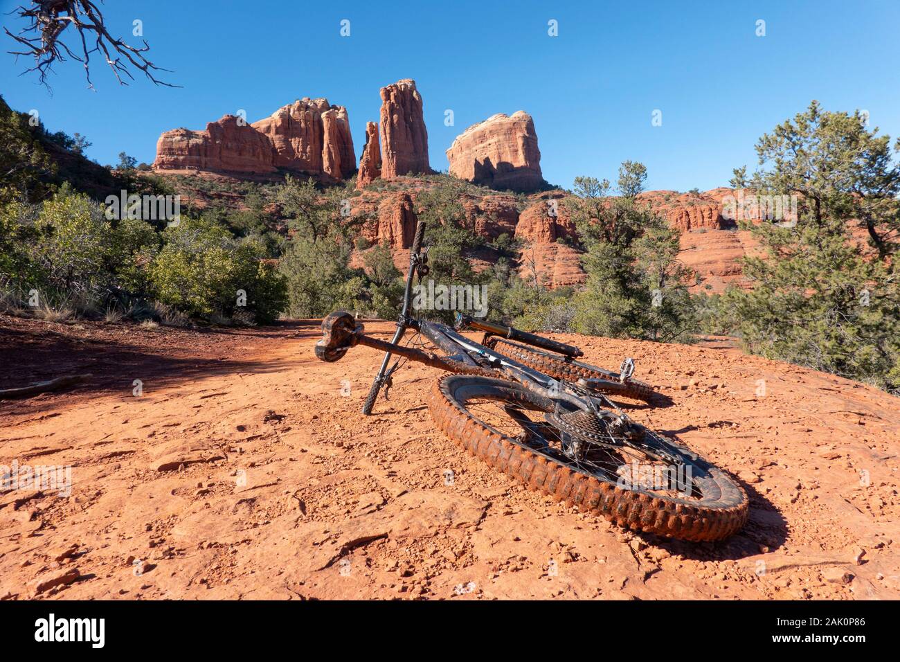 Mountainbiken im Sedona Arizona Wüste Stockfoto