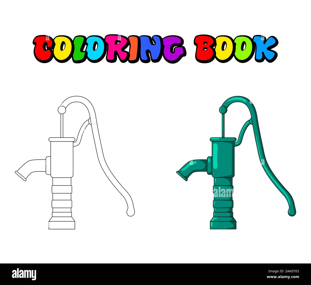 Malbuch Wasserpumpe Design auf weißem Hintergrund Stock Vektor