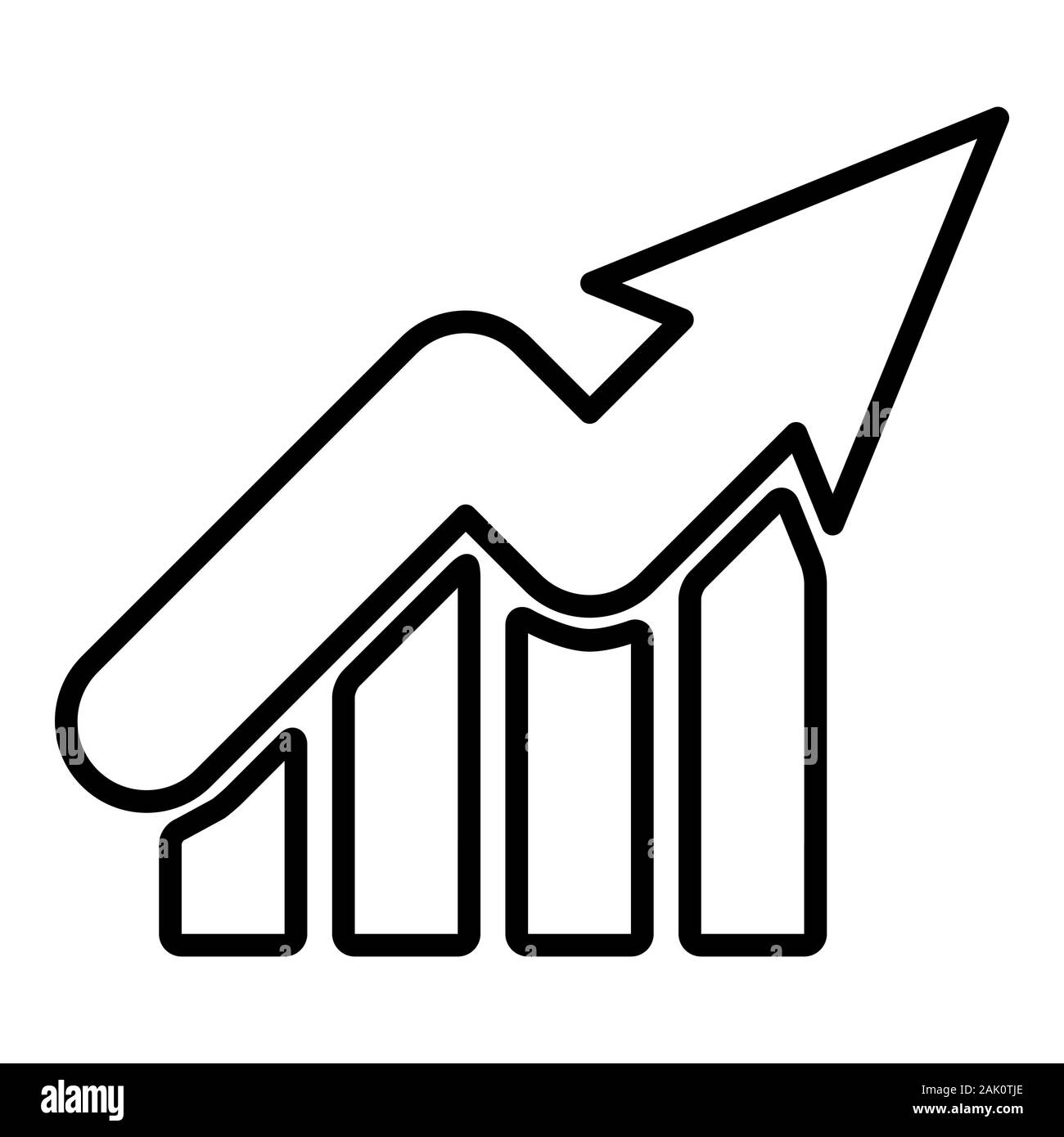 Wachstum graph, umriss Symbol. Finanzielle chart Pfeil linearen Zeichen für mobile Konzept und Webdesign. Vector Illustration isoliert auf einem weißen Hinterg Stock Vektor