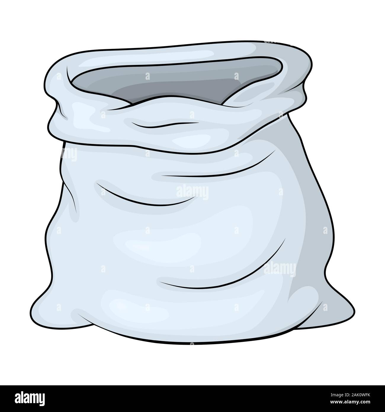 Grau öffnen leeren Beutel für Geld. Sack für Gold Vector Illustration. alte mittelalterliche Geldbeutel Symbol im Comic-stil. Stock Vektor